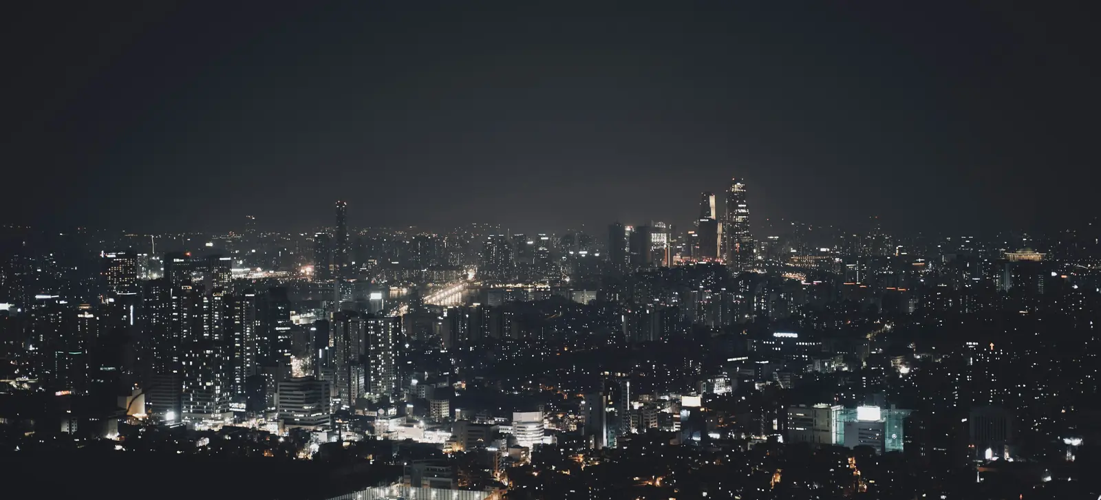 A city at night, seen from above